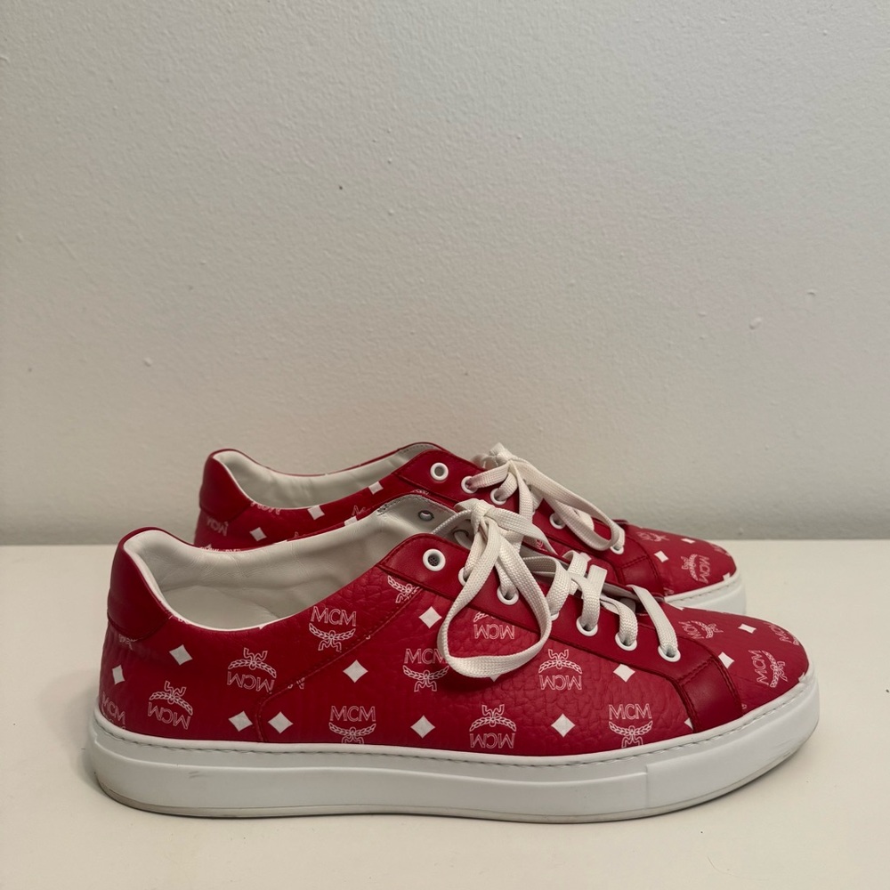 MCM Visetos Low Top Red Sneakers Made in Italy
